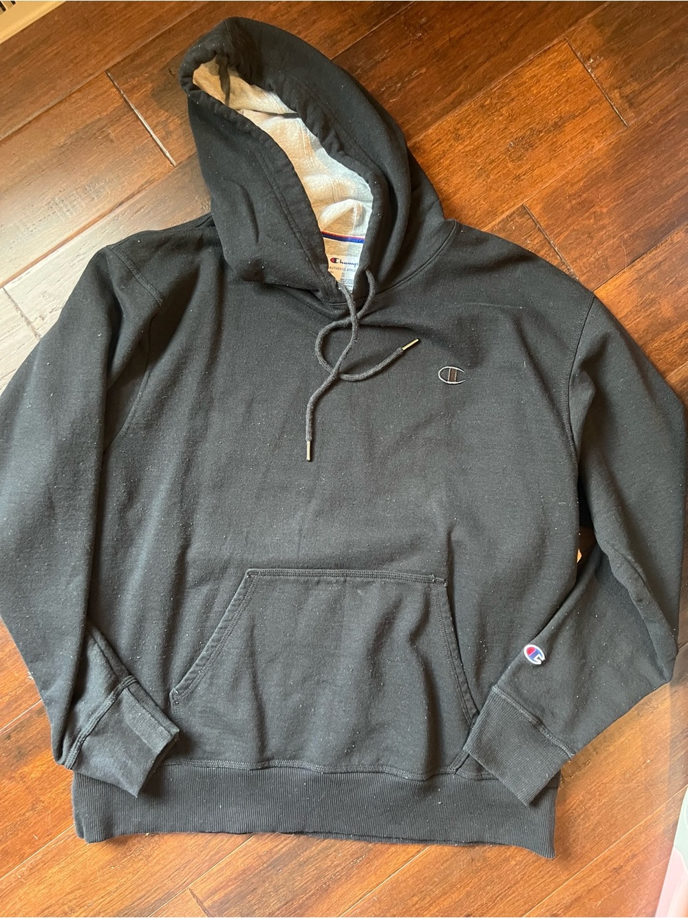Champion Black Pullover Hoodie with Subtle Logo - heavy very warm!